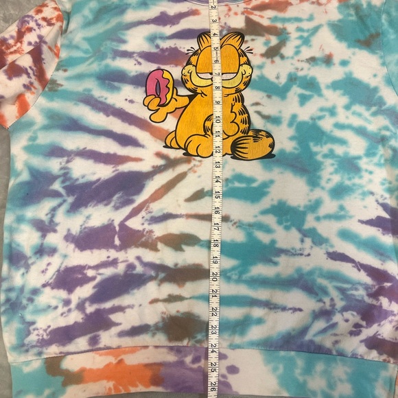Vibrant Tie-Dye Garfield Women's Sweatshirt "I Donut Care" Large - Picture 14 of 14